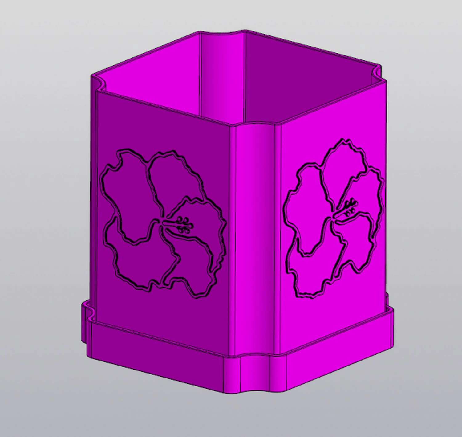 Hibiscus Planter 3D Print Model .c4d .max .obj .3ds .fbx .stl .blend 