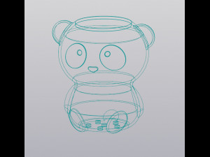 Set Planter and Vase Penholder Panda 3D Print Model
