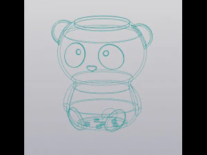 Set Planter and Vase Penholder Panda 3D Print Model