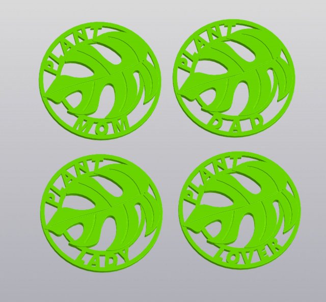 Set 4 Keychains Plant Mom Plant Dad Plant Lady Plant Lover Modelo de Impressão 3D .c4d .max .obj .3ds .fbx .stl .blend 