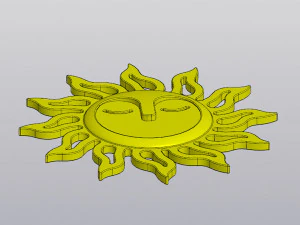Sun with face Hanging Wall decor 3D Print Model