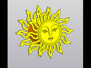 Hanging planter and Wall decor Sun with face Modello di stampa 3D