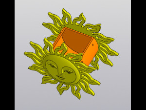 Hanging planter and Wall decor Sun with face Modello di stampa 3D