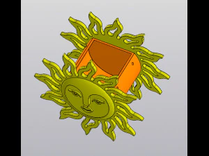 Hanging planter and Wall decor Sun with face 3D Print Model
