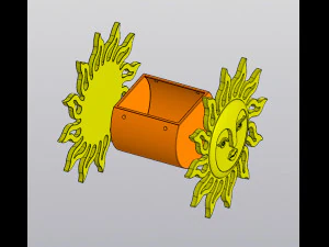 Hanging planter and Wall decor Sun with face 3D Print Model