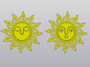Set 2 Cup coasters Sun with face 3D Print Model