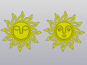 套装2杯杯垫太阳带脸 3D 打印模型