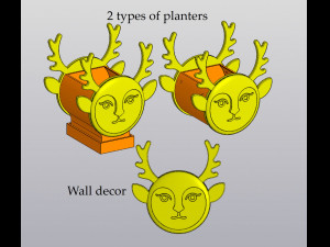 Set 2 Planters and Wall decor Lady Deer 3D Print Model