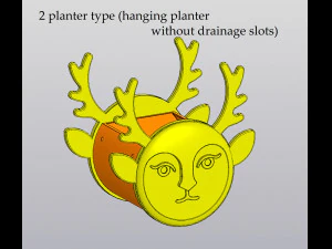 Set 2 Planters and Wall decor Lady Deer 3D Print Model