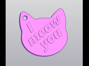 I meow you Keychain 3D Print Model