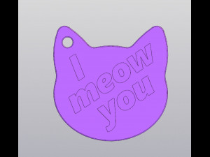 I meow you Keychain 3D Print Model