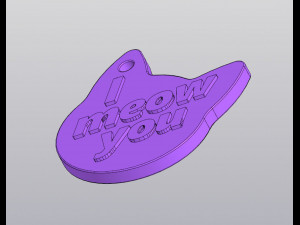 I meow you Keychain 3D Print Model
