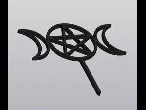 Trellis Triple moon with pentagram 3D Print Model