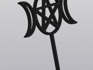 Trellis Triple moon with pentagram 3D Print Model