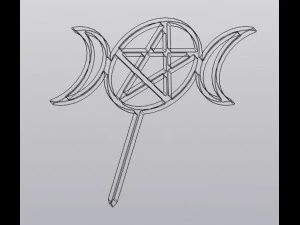 Trellis Triple moon with pentagram 3D Print Model