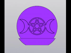 Triple moon with pentagram Planter 3D Print Model
