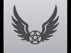 Set 2 models Wall decor Angel wings with pentagram and with inverted pentagram 3D-Druckmodell