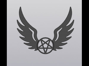 Set 2 models Wall decor Angel wings with pentagram and with inverted pentagram 3D-Druckmodell