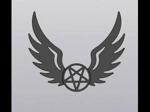 Set 2 models Wall decor Angel wings with pentagram and with inverted pentagram 3D Print Model