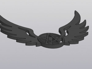 Set 2 models Wall decor Angel wings with pentagram and with inverted pentagram 3D-Druckmodell