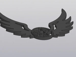Set 2 models Wall decor Angel wings with pentagram and with inverted pentagram 3D Print Model
