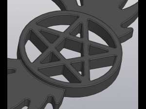 Set 2 models Wall decor Angel wings with pentagram and with inverted pentagram 3D-Druckmodell