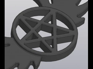 Set 2 models Wall decor Angel wings with pentagram and with inverted pentagram 3D Print Model