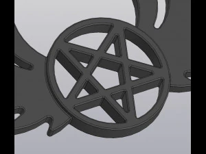 Set 2 models Wall decor Angel wings with pentagram and with inverted pentagram 3D Print Model