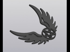 Set 2 models Wall decor Angel wings with pentagram and with inverted pentagram 3D-Druckmodell