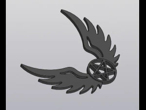 Set 2 models Wall decor Angel wings with pentagram and with inverted pentagram 3D Print Model