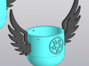 Set 3 Hanging Planters Angel wings with or without pentagram 3D Print Model