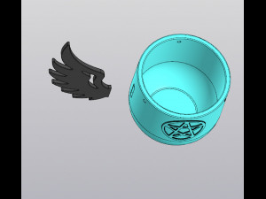 Set 3 Hanging Planters Angel wings with or without pentagram 3D Print Model