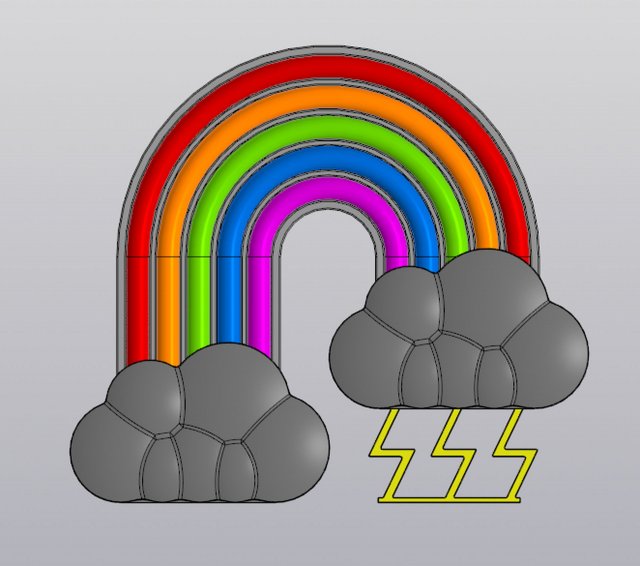 Small Planter Holder for small things Rainbow and thunder clouds 3D 打印模型 .c4d .max .obj .3ds .fbx .stl .blend 