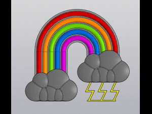 Small Planter Holder for small things Rainbow and thunder clouds 3D Print Model