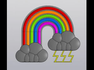 Mały uchwyt na doniczkę na drobne rzeczy Tęcza i chmury burzowe Model do druku 3D