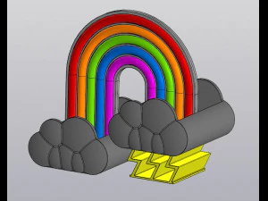 Small Planter Holder for small things Rainbow and thunder clouds 3D Print Model