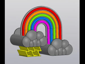 Small Planter Holder for small things Rainbow and thunder clouds 3D Print Model
