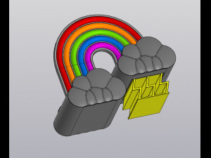 Small Planter Holder for small things Rainbow and thunder clouds 3D 打印模型