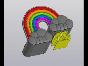 Small Planter Holder for small things Rainbow and thunder clouds 3D Print Model