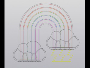 Small Planter Holder for small things Rainbow and thunder clouds 3D 打印模型