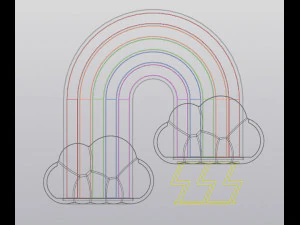 Small Planter Holder for small things Rainbow and thunder clouds 3D Print Model