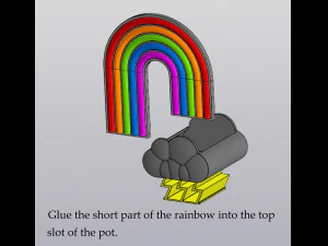 Small Planter Holder for small things Rainbow and thunder clouds 3D Print Model