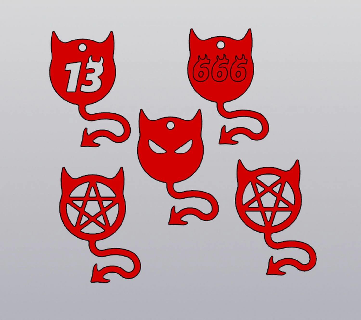 Keychains Imp Set 5 models 3D Print Model .c4d .max .obj .3ds .fbx .stl .blend 