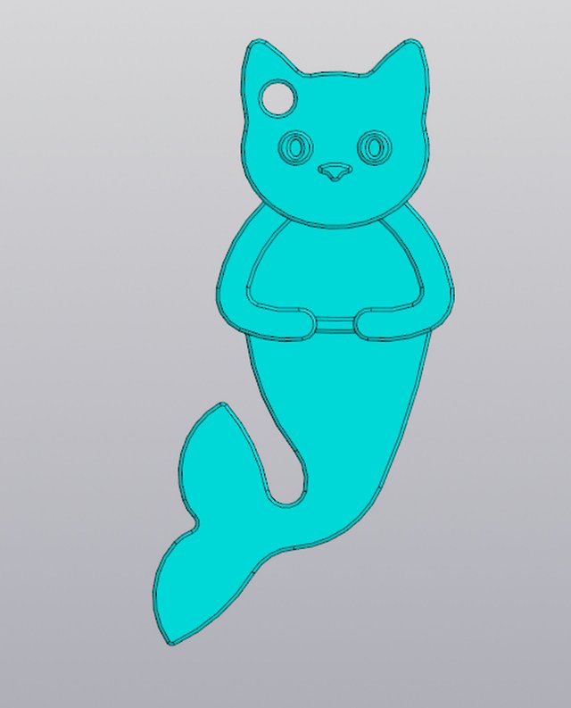 Keychain Mermaid cat 3Dプリントモデル .c4d .max .obj .3ds .fbx .stl .blend 