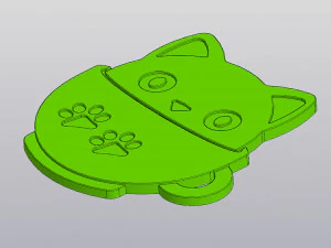 Set 2 models Cup coaster and Keychain Cat in a cup 3D Print Model