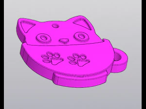 Set 2 models Cup coaster and Keychain Cat in a cup 3D Print Model