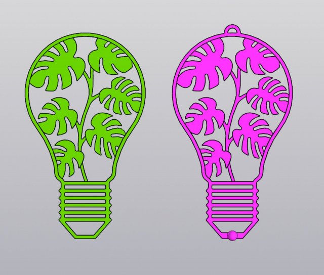 Set 2 models Lightbulb with monstera Wall decor and Keyholder 3D-printmodel .c4d .max .obj .3ds .fbx .stl .blend 