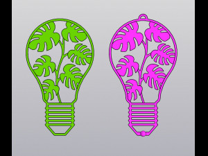 Set 2 models Lightbulb with monstera Wall decor and Keyholder 3D Print Model
