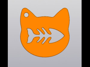 Cat and fish skeleton Keychain 3D Print Model