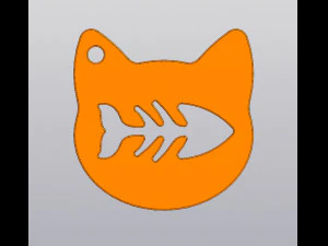 Cat and fish skeleton Keychain 3D printmodel